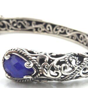 Carolyn Pollack Vintage Lapis doublet filgree hinged bangle bracelet